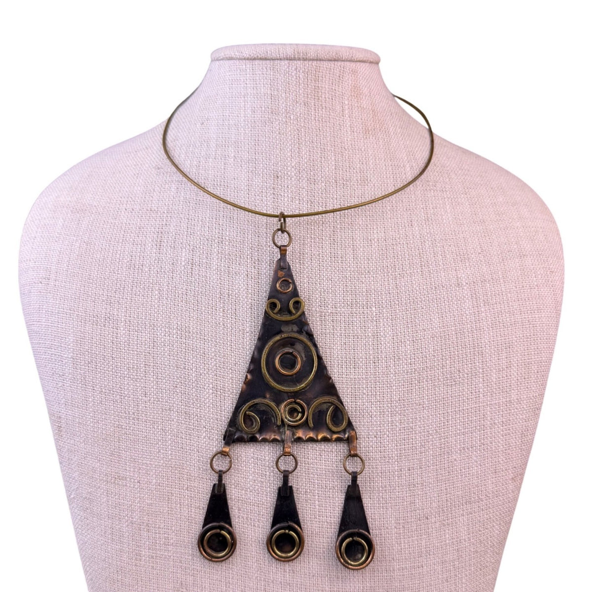 Womens Brown Copper Tone Metal Boho Hippie Necklace One Size Fits All