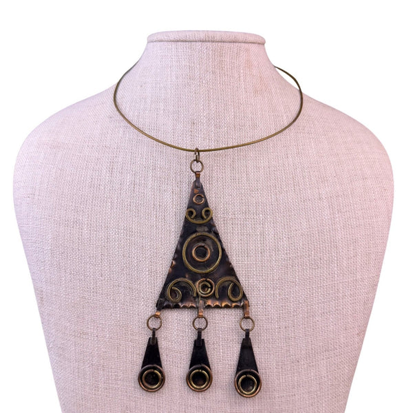 Womens Brown Copper Tone Metal Boho Hippie Necklace One Size Fits All