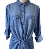 Gloria Vanderbilt Blue Denim Button-Up Shirt Dress Sz M
