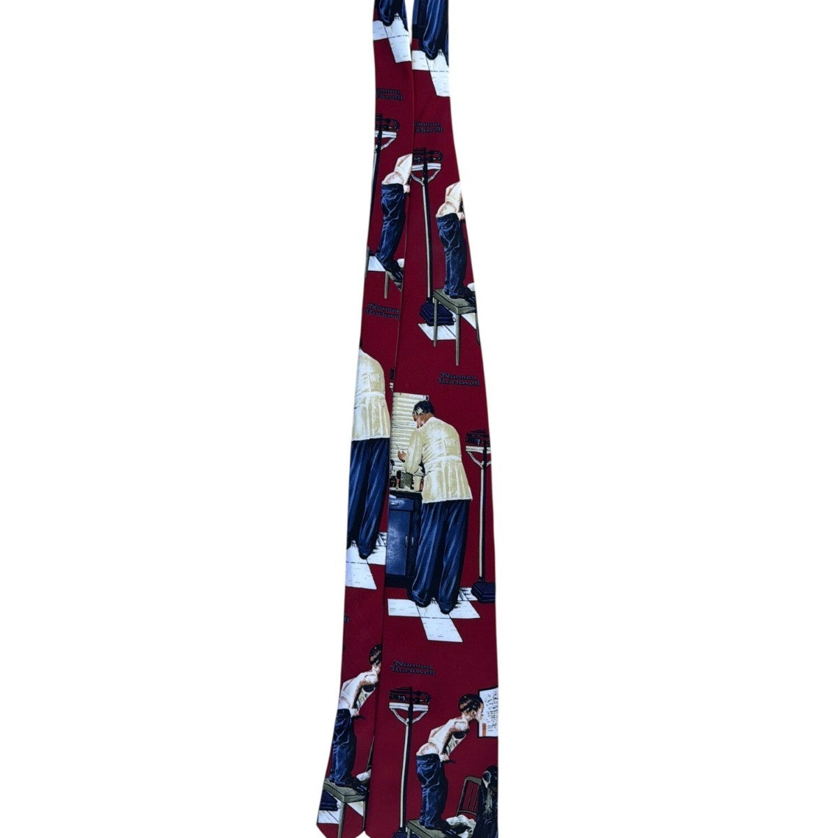 Norman Rockwell Mens Red Silk Print Tie All Season 57 In Long Novelty Canada