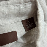 Perry Ellis Mens Tan Linen Short Sleeve Button-Up Shirt Lightweight Casual Sz XL