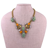 J.Crew Womens Multicolor Statement Necklace Gold Tone Crystal Navette Design