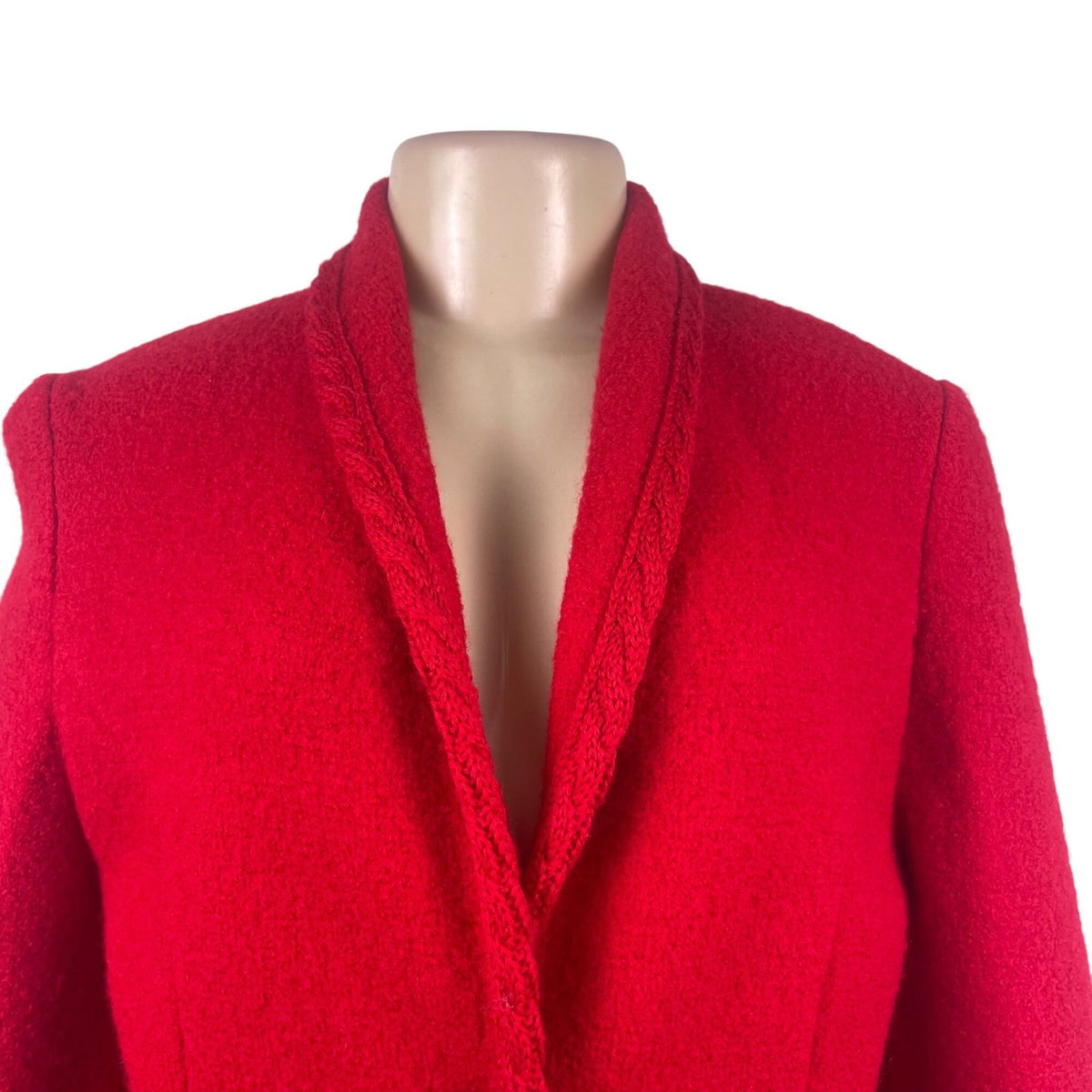 Talbots Womens Red Wool Blazer Textured Design Silver Buttons Size 4