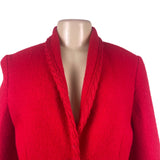 Talbots Womens Red Wool Blazer Textured Design Silver Buttons Size 4
