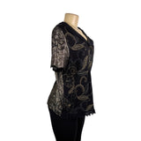 Stizzoli Women’s Black & Gold Lana/Poliamm/Polyester Sweater & Shirt Set