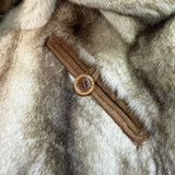 Dennis By Dennis Basso Womens Tan Faux Suede & Fur Button Jacket Winter Sz L