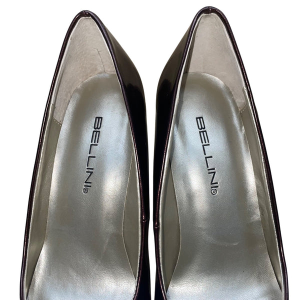 Bellini Women’s Maroon Patent Leather Laser Cut Pointed-Toe Trina Heels Size 8.5