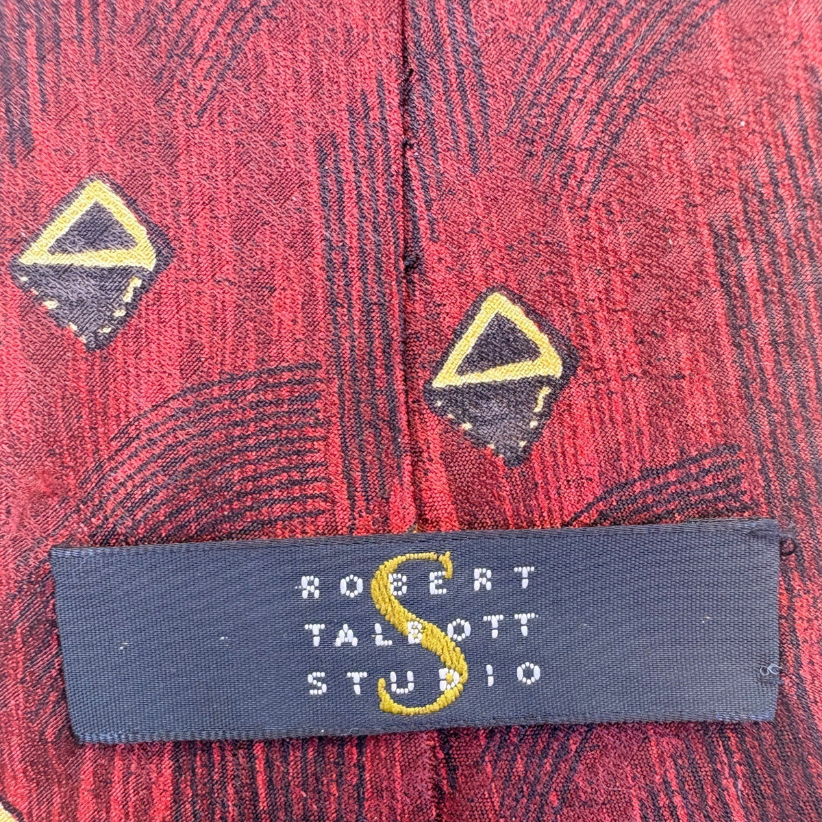 Robert Talbott Studio Mens Red Silk Geometric Pattern Tie Hand Sewn USA