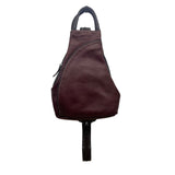 Women’s Burgundy Leather Multiple Compartments Sling Adjustable Straps Backpack