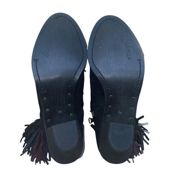 Sam Edelman Women’s Black Suede Fringe Louie Ankle Boots Size 7.5M