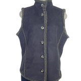 L.L. Bean Women's Gray Sherpa Lined & Sleeveless Button Front Vest Sz M