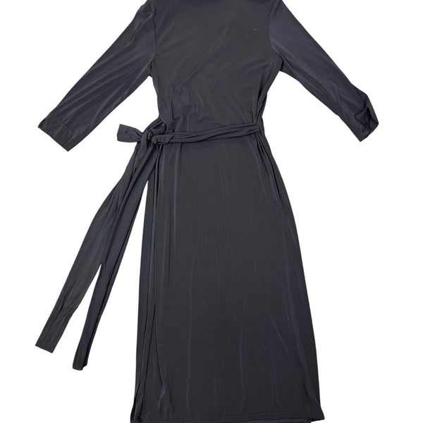 Melissa Masse Womens Black Wrap Shirt Dress Large Stylish & Comfy