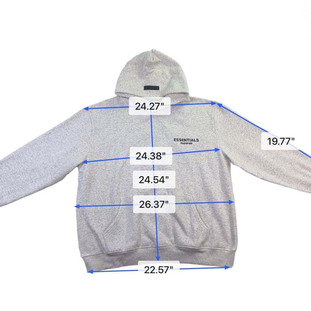 Fear Of God Essentials Mens Light Gray Cotton Pullover Hoodie Streetwear Sz XL