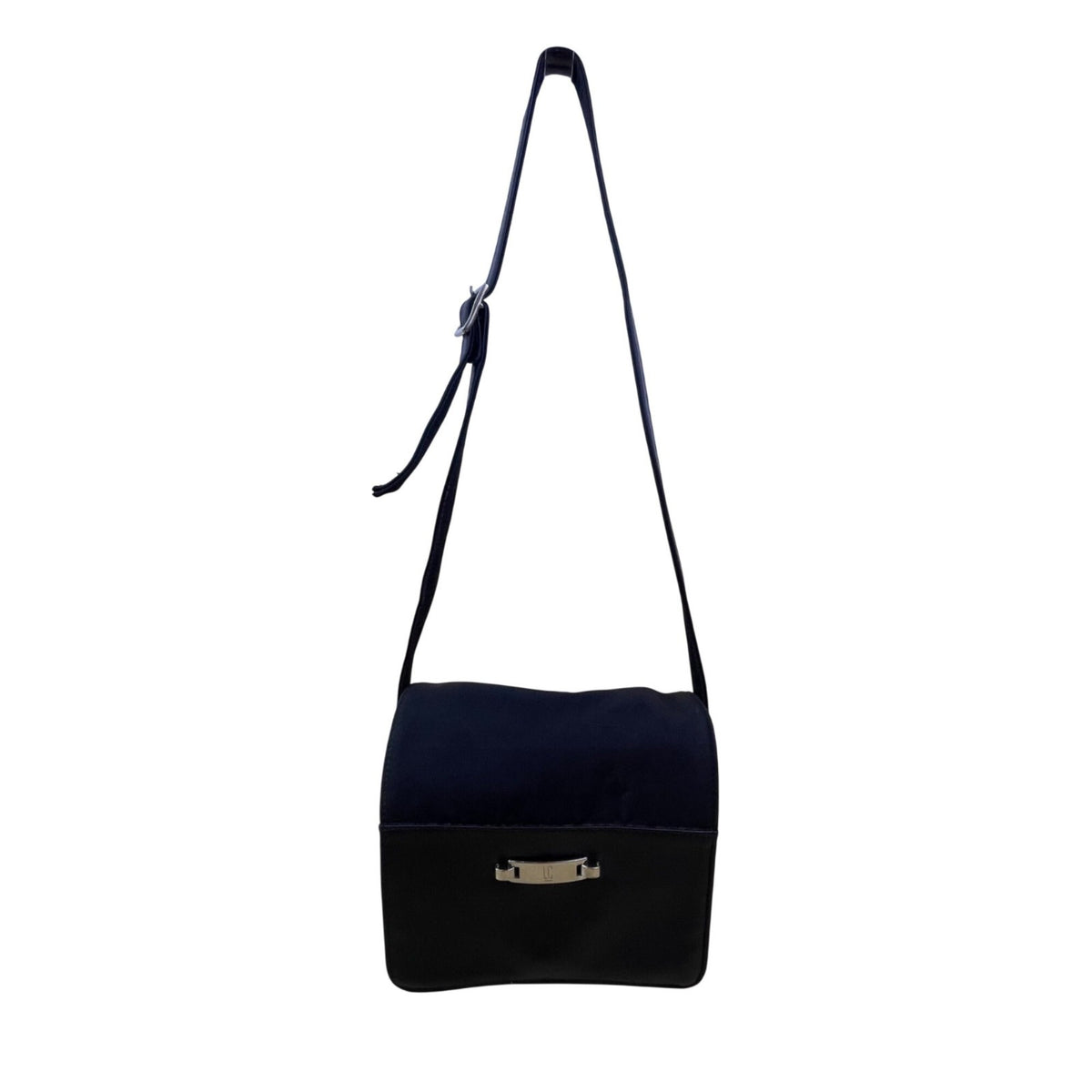 Liz Claiborne Women’s Black Faux Leather & Nylon Adjustable Strap Crossbody Bag