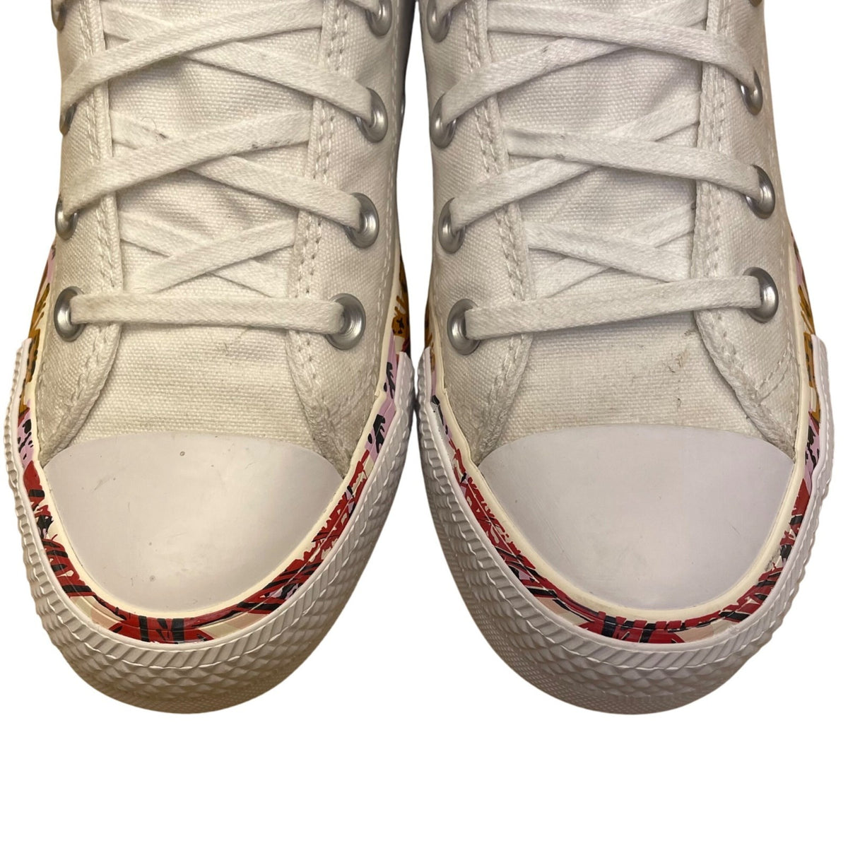 Converse Women’s White Canvas Tropical Print Sole High-Top Sneakers Size 7