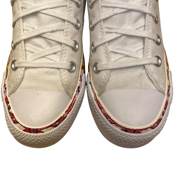 Converse Women’s White Canvas Tropical Print Sole High-Top Sneakers Size 7