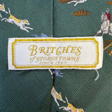 Britches Mens Green Silk Jockey Horse Riding Scene Neck Tie Approx. 57.5