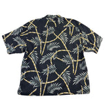 Tommy Bahama Mens Black Bamboo Print Silk Hawaiian Shirt Casual Resortwear Sz L