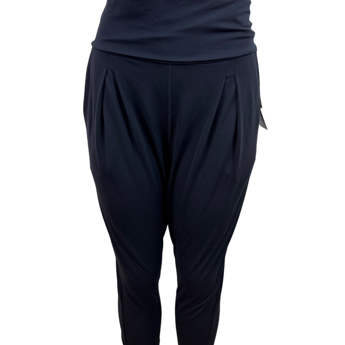 Zella Womens Black High-Waist Cropped Harem Pants Stretchy Size M - New