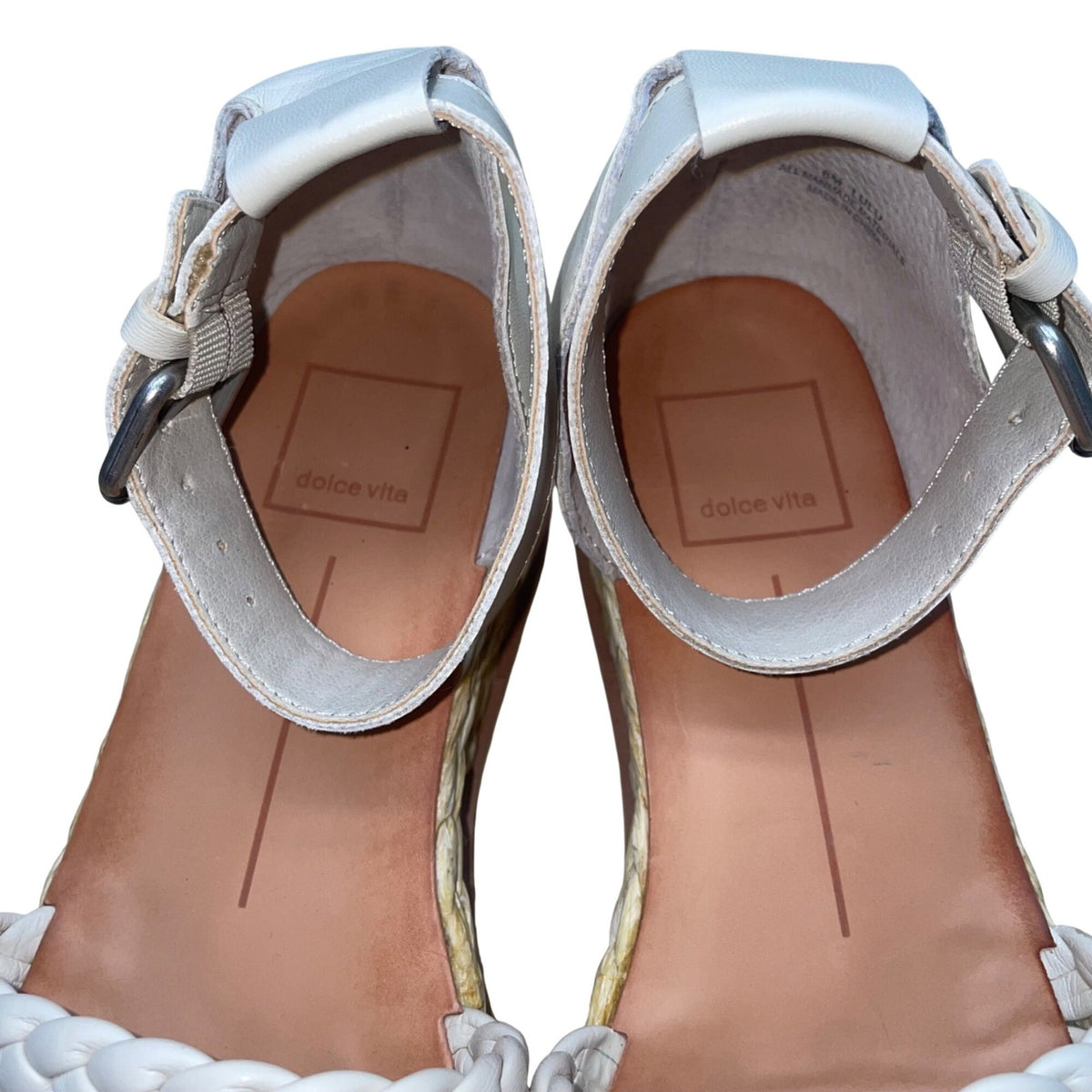 D Vita Women’s White Synthetic Woven Braided Platform Lulu Sandals Size 6M