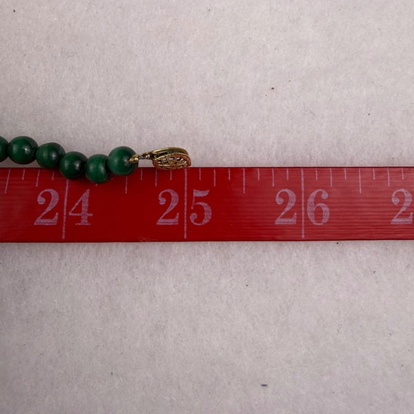 Vintage Green Malachite Womens Necklace & Gold Tone Earrings Set Elegant Design