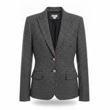 J. Crew Womens Black Houndstooth Wool Blend Blazer With Gold Button Size 4
