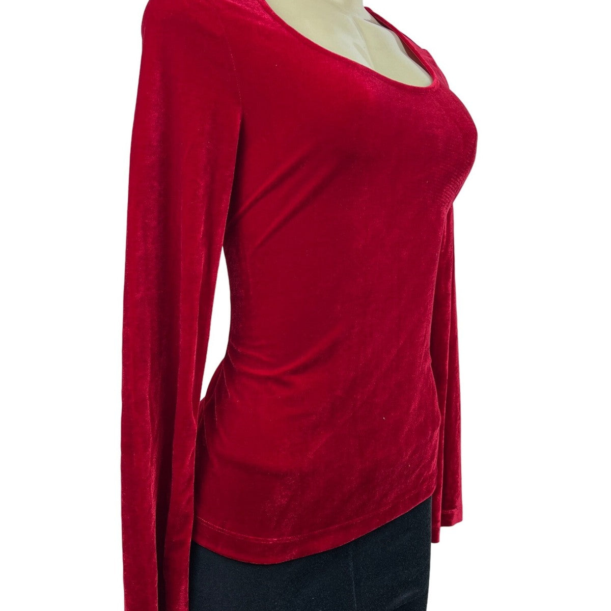 Pajamagram Womens Red Velour Long Sleeve Top S Soft Elegant Comfortable New