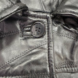 Tudor Court Womens Black Leather Button-Up Jacket Elegant Outerwear Size PL