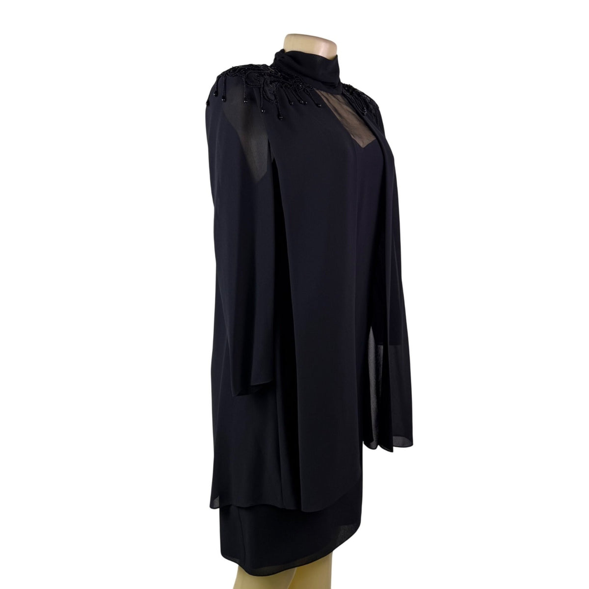 Ursula Womens Black Polyester Beaded Capelet Formal Dress Elegant Design Size 8P