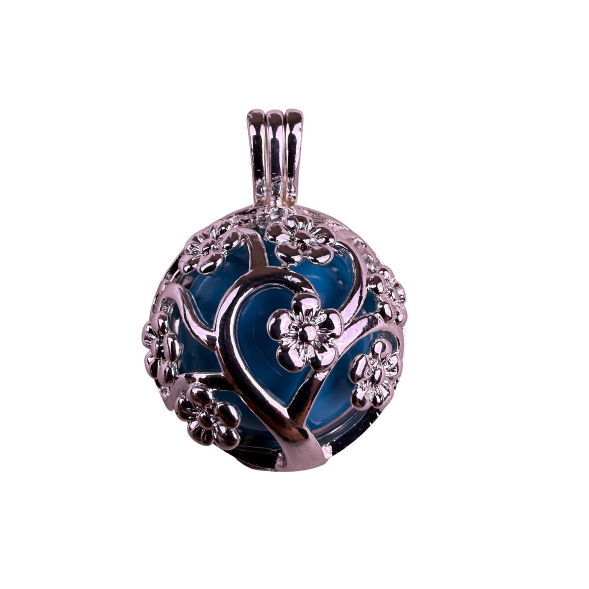 Eudora Women Silver Tone Blue Alloy Tree Of Life Harmony Bola Pendant Necklace
