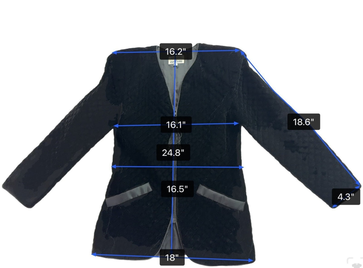 Ann Hobbs For Cattiva Womens Black Acetate Rayon Velvet Zip Jacket Size S