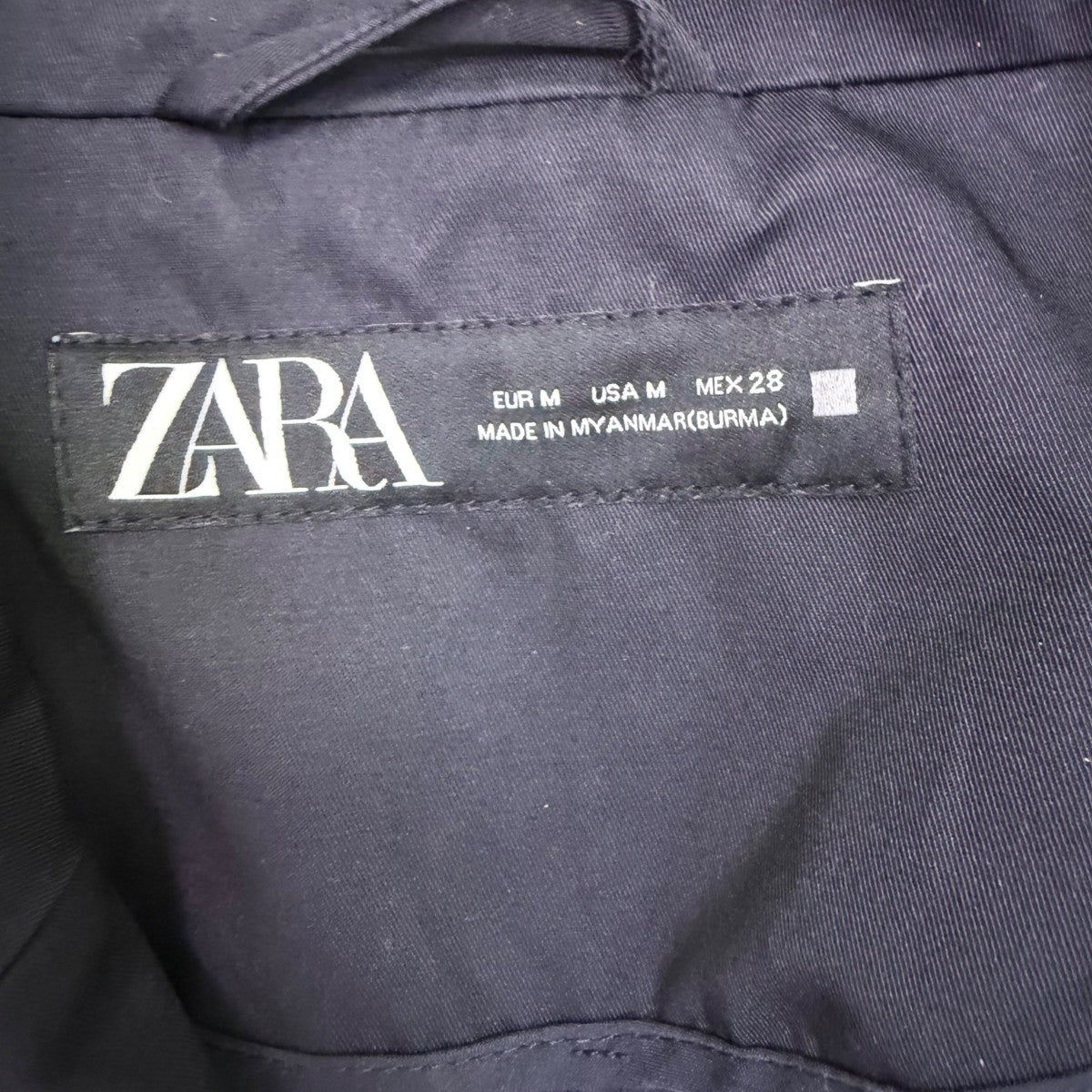 Zara Womens Navy Belted Double-Breasted Trench Coat Long Classic Style Sz M