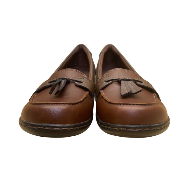 Clarks Women’s Brown Leather Ultra Comfort Tassel Slip-On Loafers Size 7