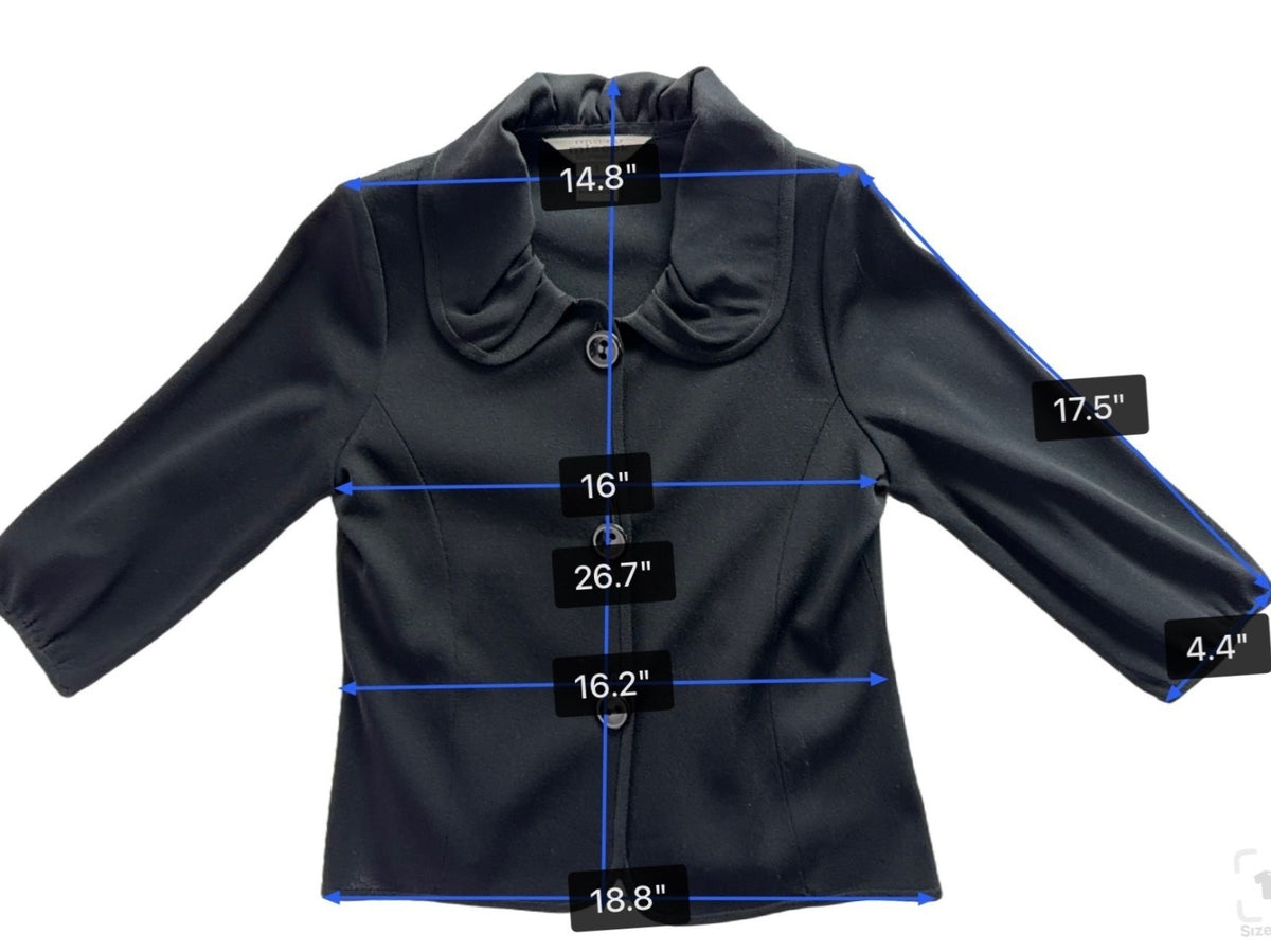 Exclusively Misook Womens Black Acrylic Button-Front Jacket Size SP