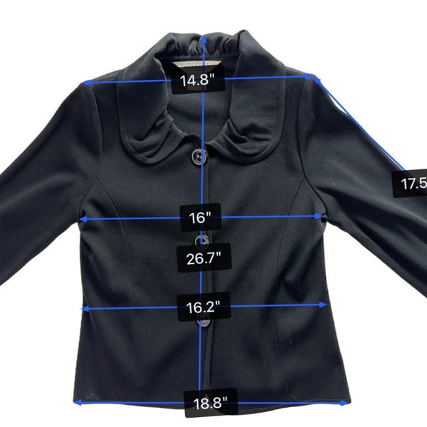 Exclusively Misook Womens Black Acrylic Button-Front Jacket Size SP