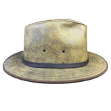 Henschel Mens Distressed Olive Hat With Brown Band Classic Fedora Style
