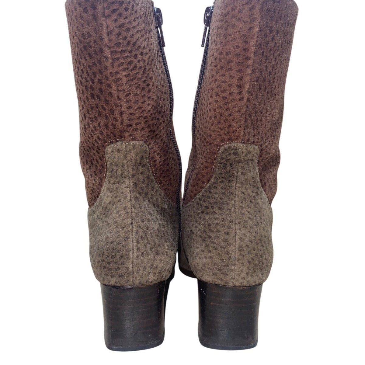 Chiarini Womens Brown & Tan Leather Mid-Calf Boots Block Heel Size 6