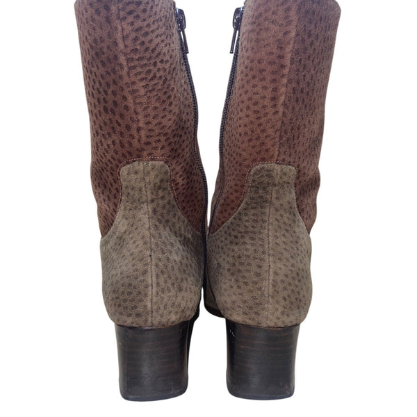 Chiarini Womens Brown & Tan Leather Mid-Calf Boots Block Heel Size 6