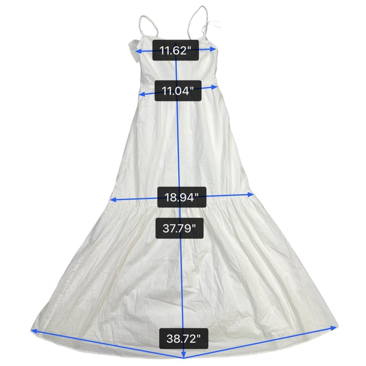 Wayf Womens White Cotton Maxi DressSleeveless Back Bow Detail Size XS