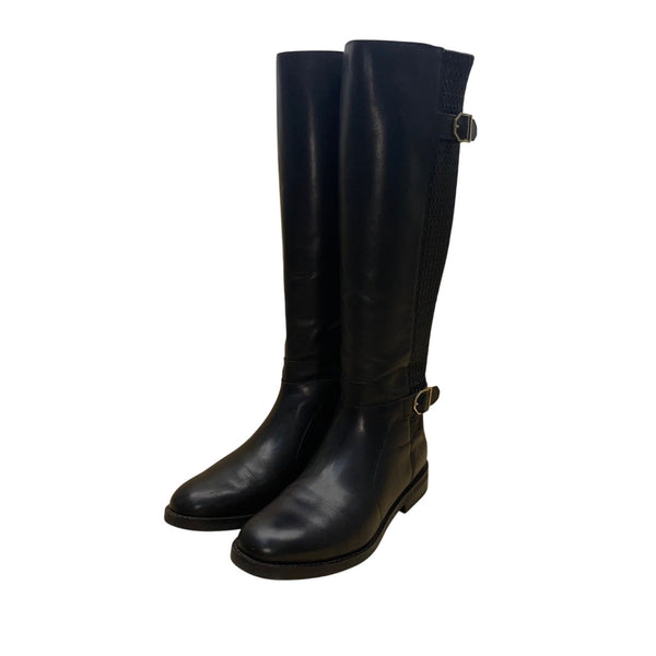 Cole Haan Women’s Black Strap Buckle Accents Knee High Riding Boots Size 8.5