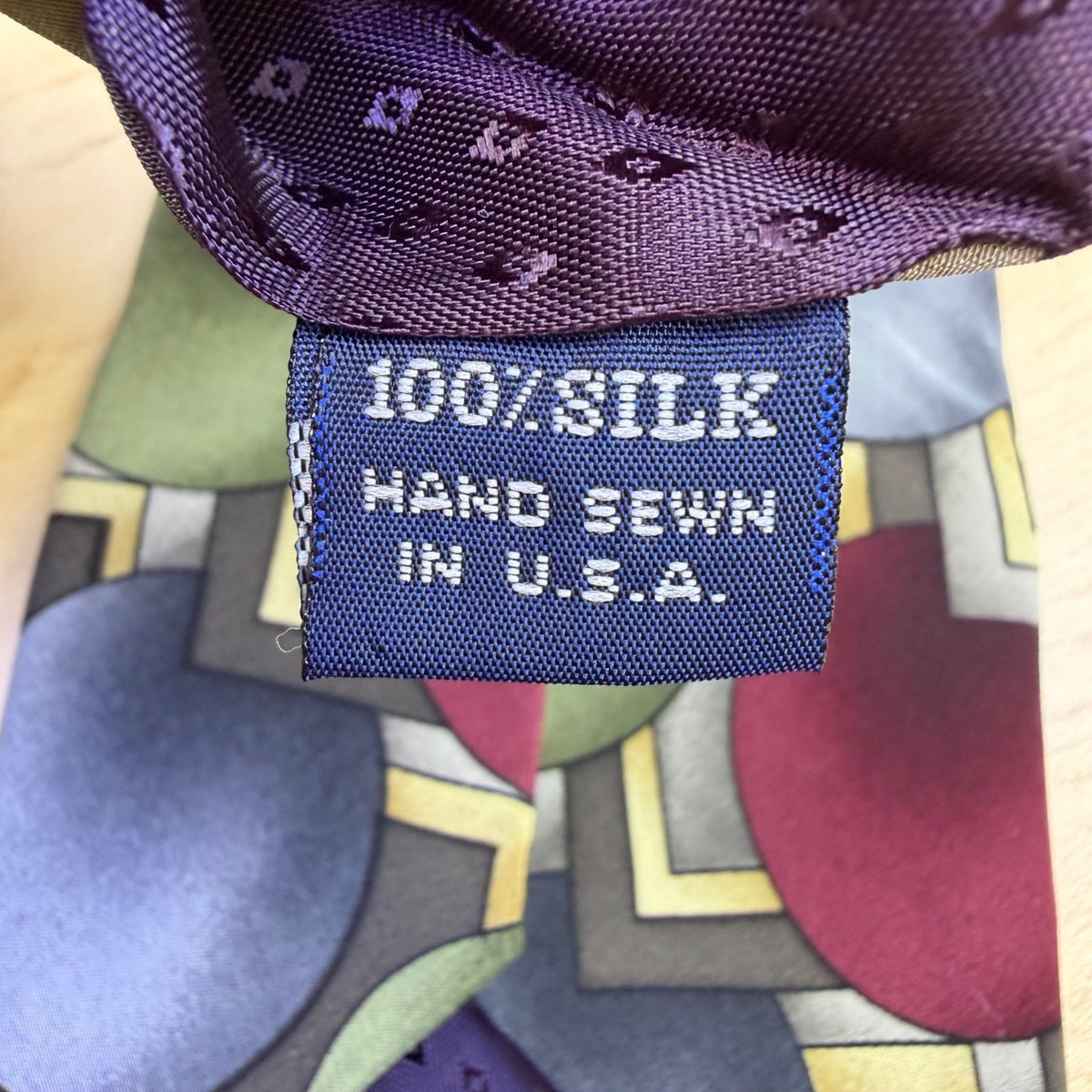 J. Garcia Mens Multicolor Geometric 100% Silk Tie Hand Sewn In U.S.A. Art-Inspir