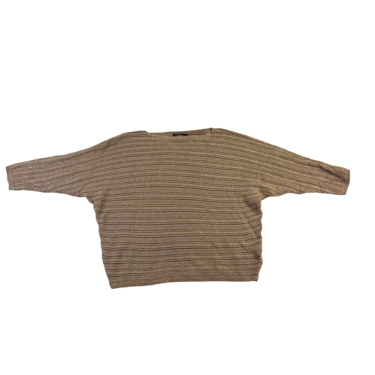 Lauren Ralph Lauren Womens Tan Textured Knit Sweater Relaxed Fit Sz L
