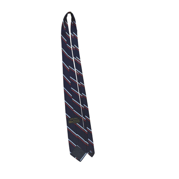 Robert Talbott Mens Navy Blue Silk Striped Tie Hand-Sewn Georgetown University S