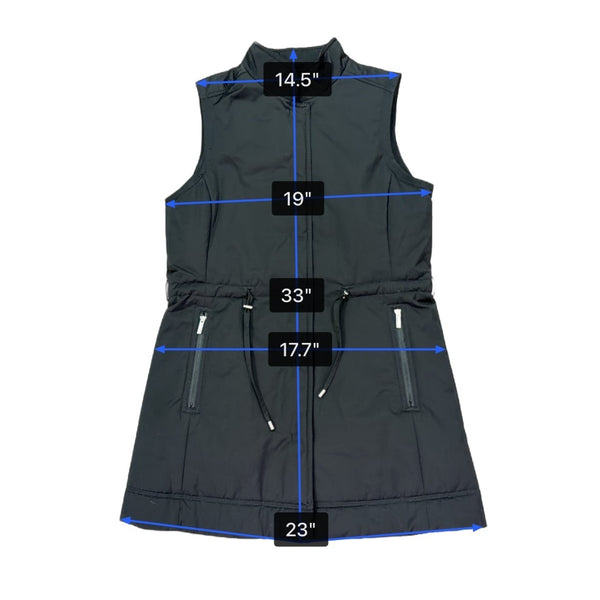 Rainforest Womens Black Sleeveless Vest Zip-Up Adjustable Waist Sz S