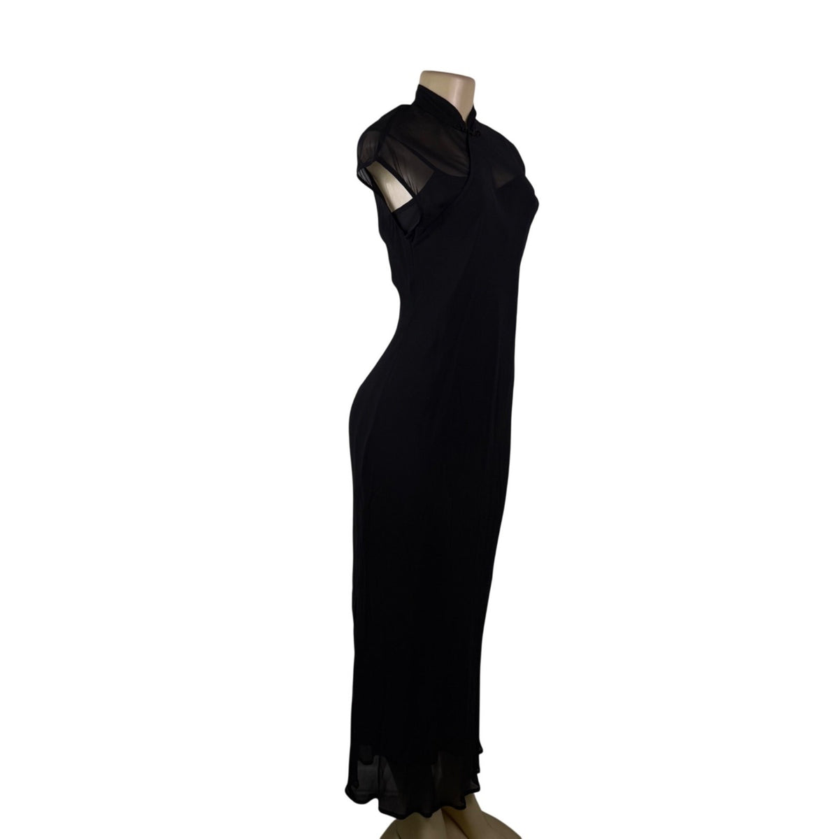 Donna Ricco Womens Black Cap Sleeve Maxi Dress Elegant Design Sz 6