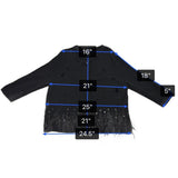 Chicos Womens Black Acrylic/Nylon/Wool Feather Trim Long Sleeve Cardigan Size 2