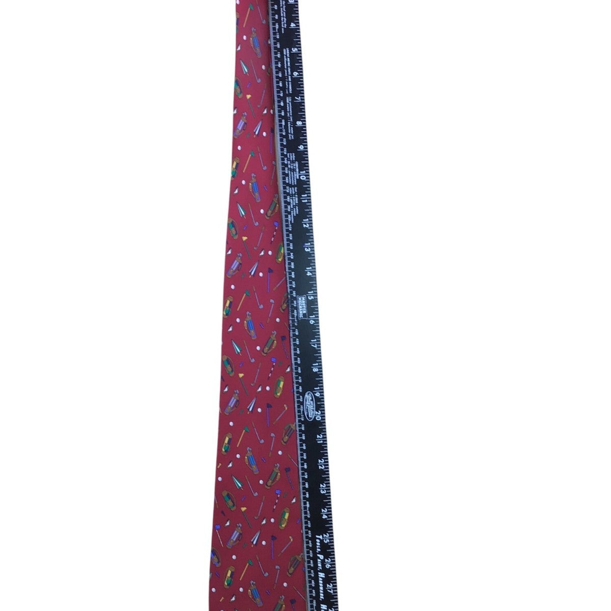 Save The Children Mens Red Silk Golf Themed Novelty Tie "Lets Go Golfin"