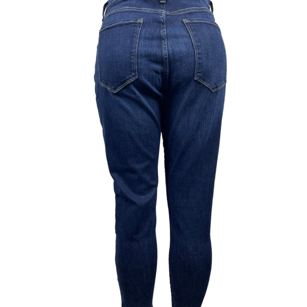 Womens Mid-Rise Dark Blue Skinny Jeans New