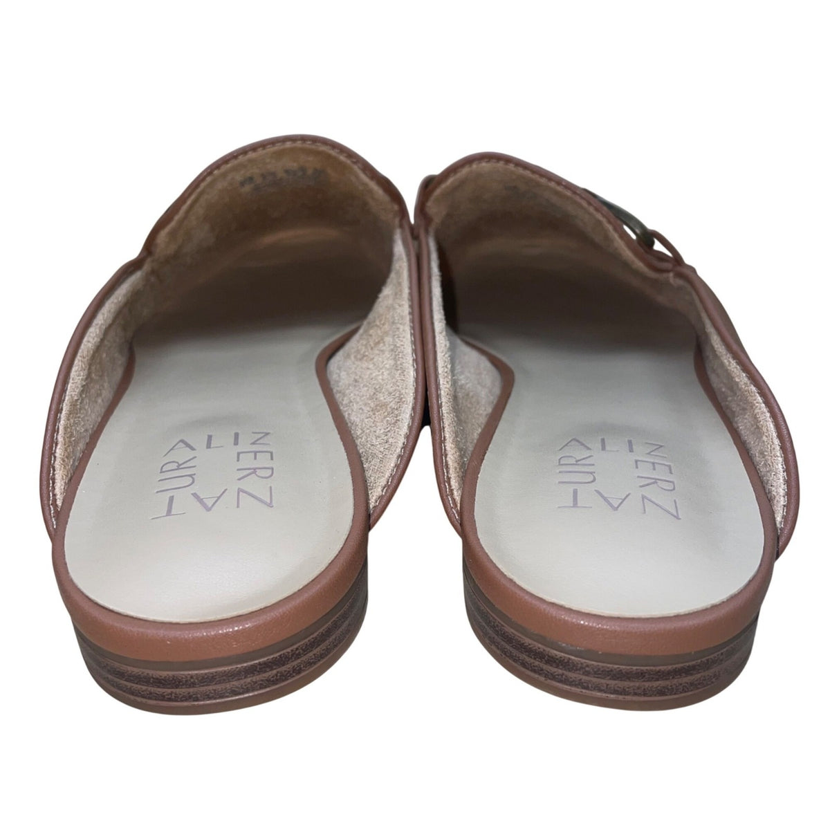 Naturalizer Women’s Brown Faux Leather Slip-On Chain Detail Mule Flats Size 8W