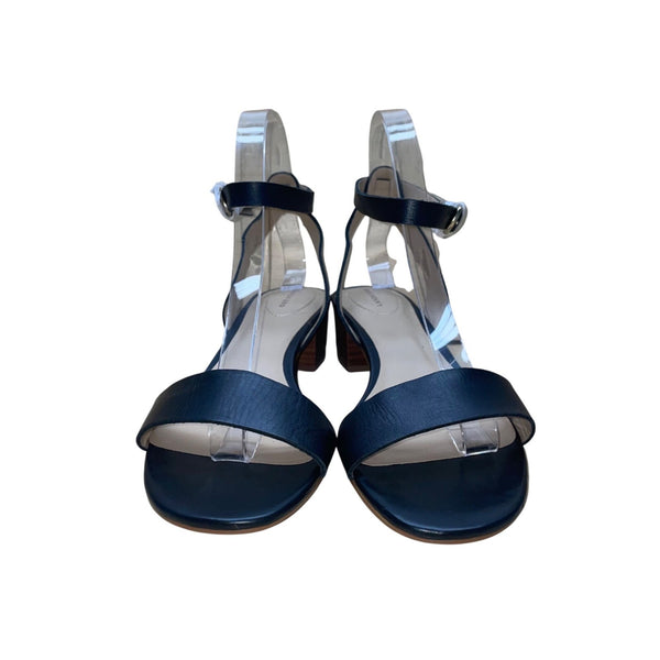 Lands End Women’s Black Leather Block Heel Open-Toe Sandals Size UK6/US8/8.5